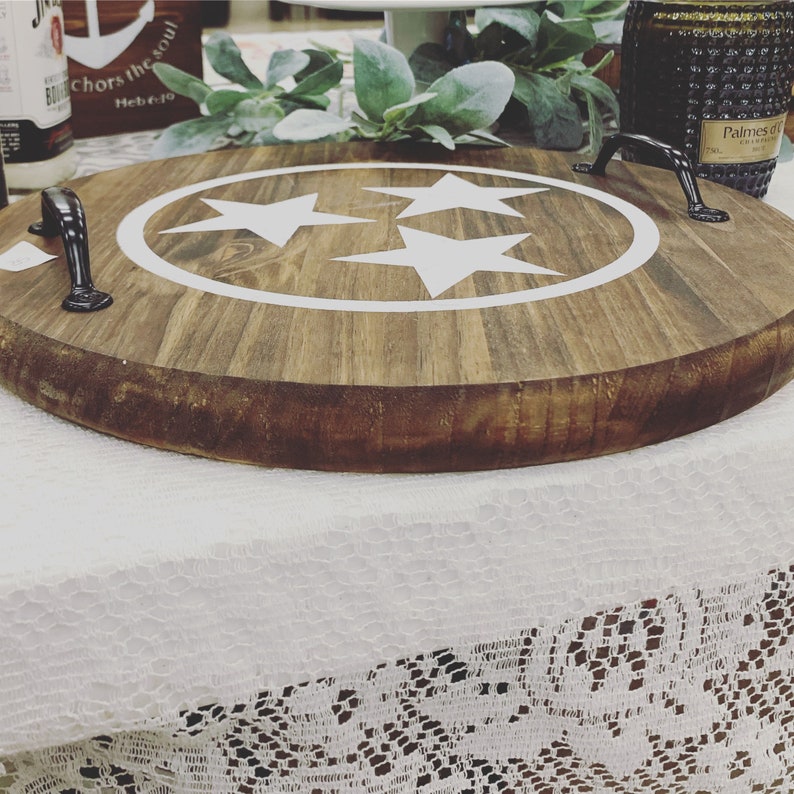 Decorative Tray with handles Centerpiece with handles round Etsy