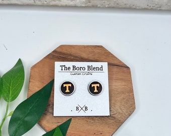 Pendientes de botón de madera Tennessee Vols