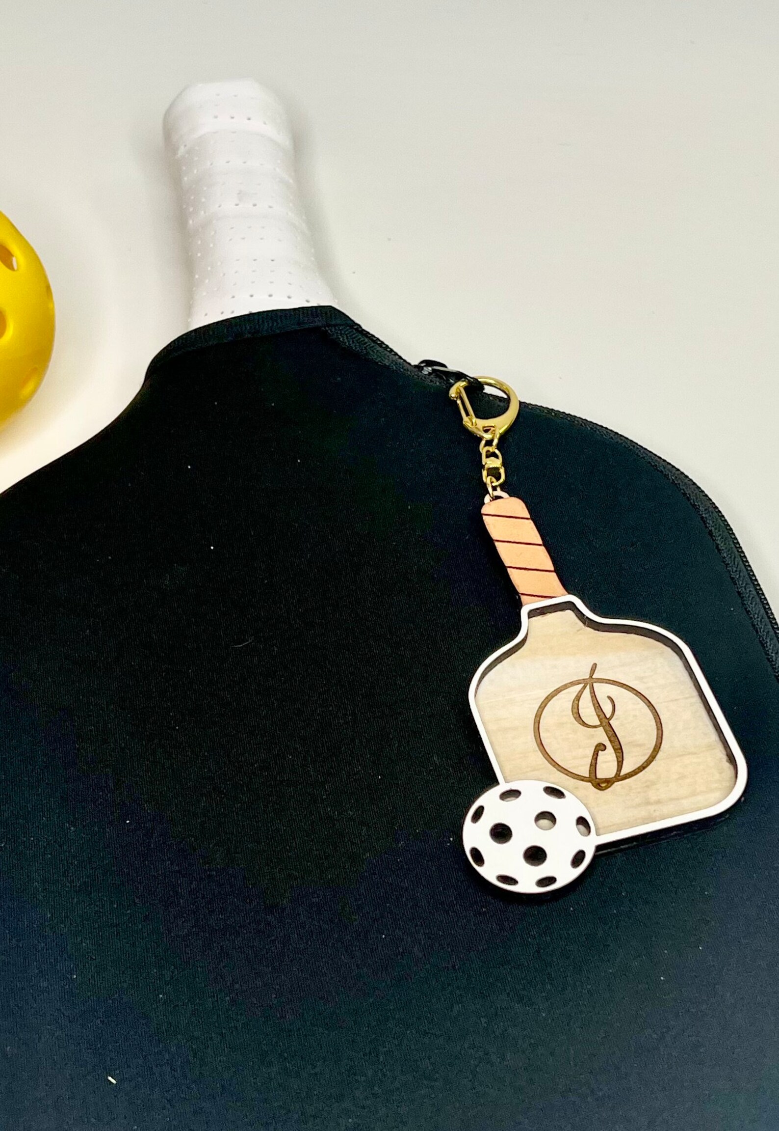 Paddle Tags Laser Engraved Wooden Pickleball Paddle Tag: Leather Accents - Etsy