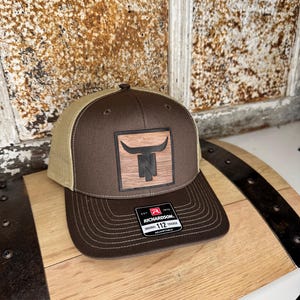 Customized Wood Veneer + Leather Patch Richardson Trucker Hat