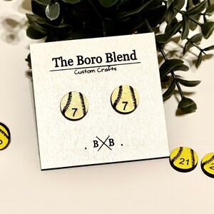 Customized Softball Stud Personalized Wooden Earrings