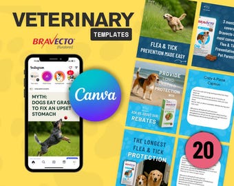 Veterinary Social Media Posts - Bravecto Templates - 20 posts with captions