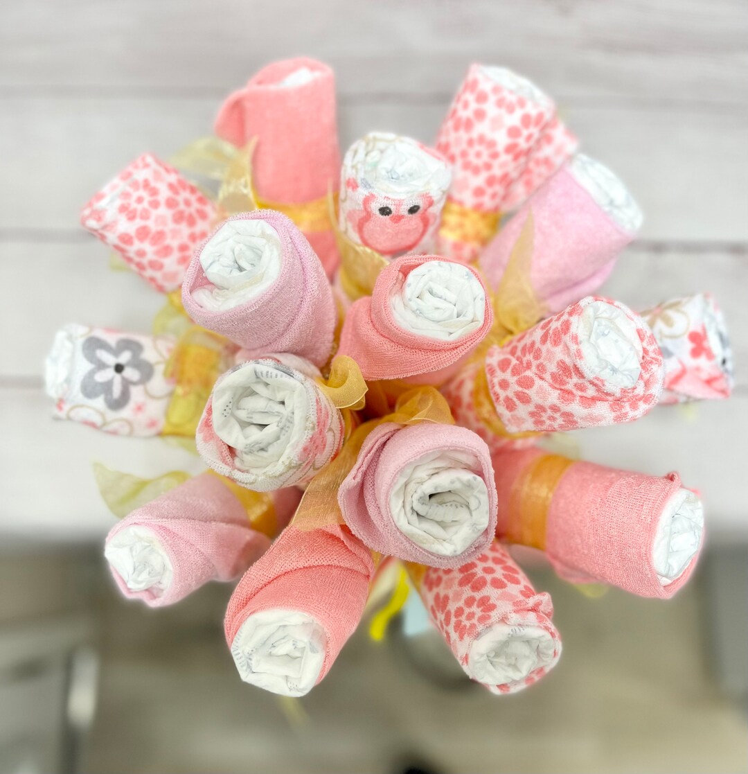 Diaper Bouquet Washcloth Centerpiece for Baby Shower Baby Etsy