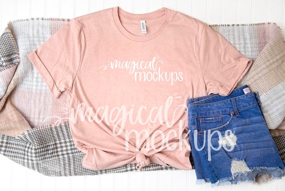 Shirt Mockups Bella Canvas 3001 Heather Prism Peach Shirt Mockups Bella Canvas 3001 Heather Prism Peach