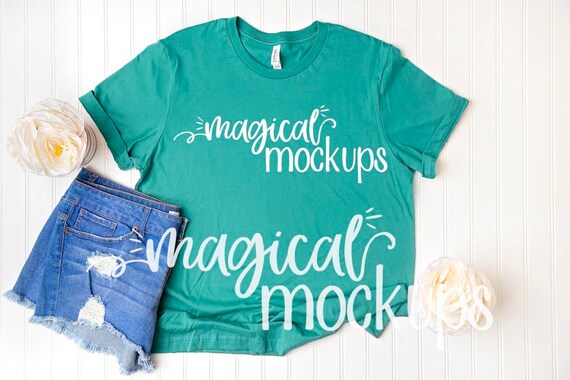 Shirt Mockups Bella Canvas 3001 Teal Mockup