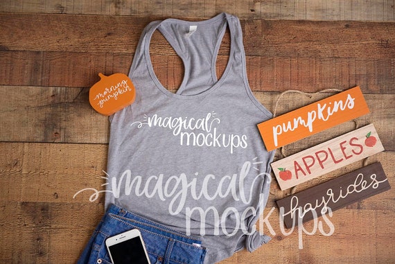 Next Level Racerback Mockup In Heather Gray Ladies