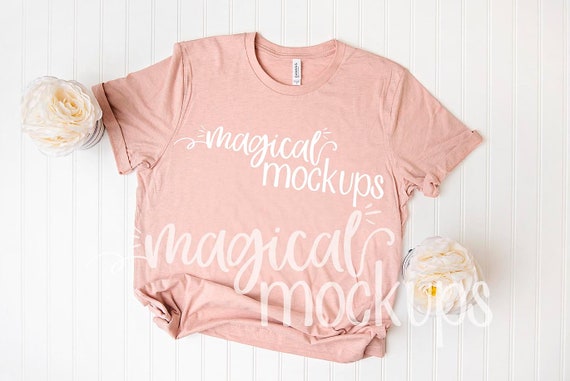 Bella Canvas 3001 Heather Prism Peach Mockup Ladies