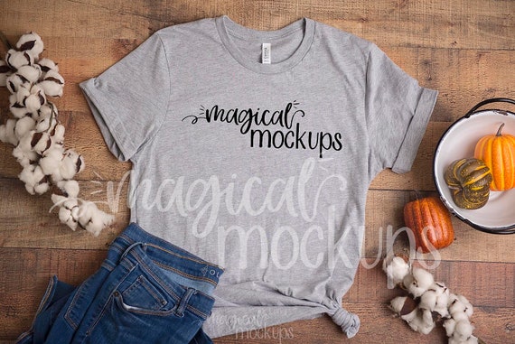 Bella 3001 Tee Mockup In Heather Gray Ladies