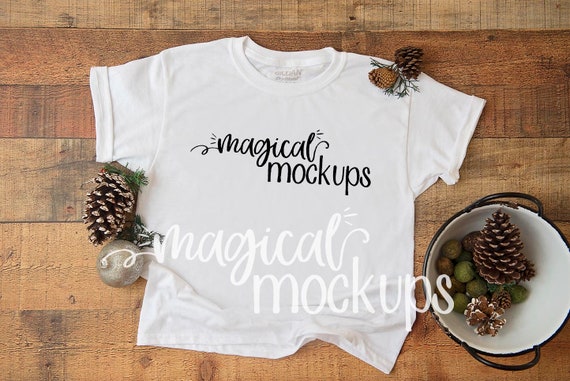 Toddler Tee Mockup White Winter Chistmas Flatlay