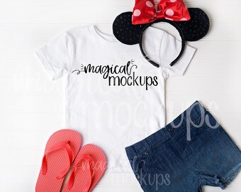 Download Free Kids Shirt Mockup White Kid Toddler T Shirt Flat Lay Girls Youth PSD Mockup Template