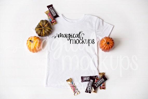 Toddler Tee Mockup White Halloween Fall Flatlay Toddler Tee Mockup White Halloween Fall Flatlay