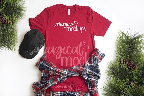 Bella 3001 T-Shirt Mockup In Cardinal Ladies Bella Bella 3001 T-Shirt Mockup In Cardinal Ladies Bella