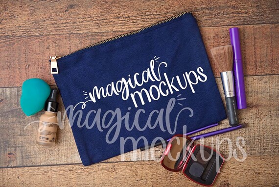 Makeup Bag Mockup Cosmetic Bag Flatlay Canvas