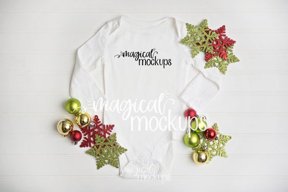 Infant Bodysuit Mockup In White Baby Bodysuit Christmas