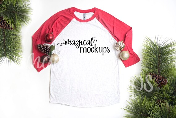 Download Next Level 6051 Raglan Mockup In Red Ladies - Free Polo T ...