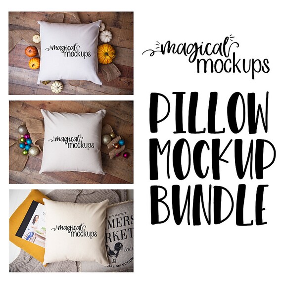 Pillow Mockup Bundle Fall Pumpkin Pillow Stock Photo