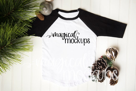 Download Free Toddler T-Shirt Raglan Mockup In White And Black (PSD ...