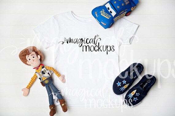 Toddler Tee Mockup In White Kid T-Shirt Flat