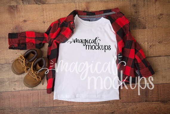 Kid shirt Mockup White - boy shirt Fall flatlay - Youth Fall