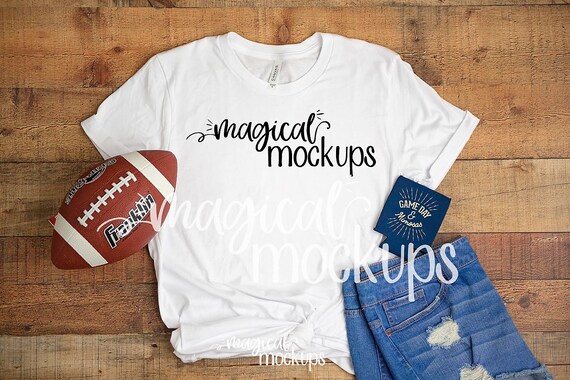 Bella 3001 Tee Mockup In White Football Ladies Bella Etsy