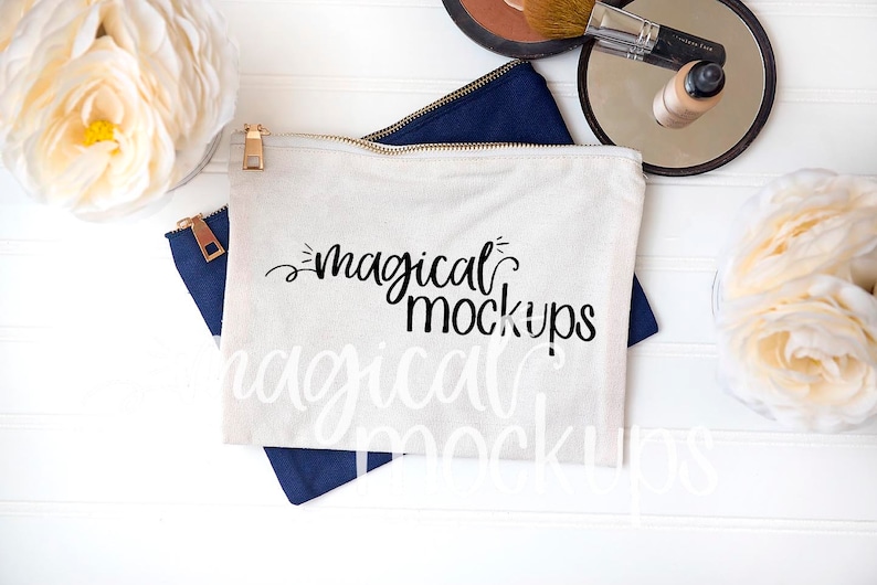 Download Makeup Bag Mockup Cosmetic Bag Flatlay Canvas Makeup Bag ...