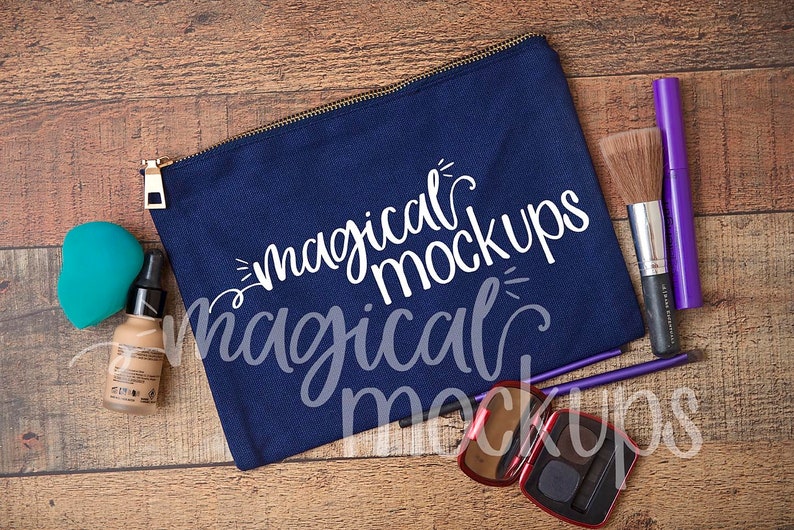 Download Makeup Bag Mockup Cosmetic Bag Flatlay Canvas Makeup Bag ...