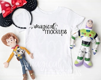 Toddler Shirt mock up White - Kid T-Shirt Flat Lay