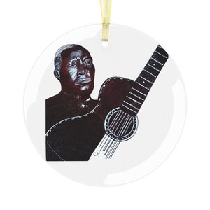Leadbelly American Music History Texas Blues Folk Art Twelve String Guitar Glass Ornament