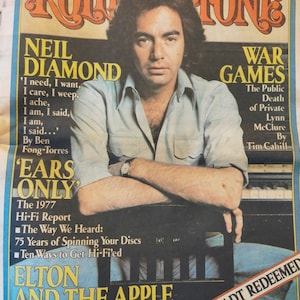American Music History Vintage Rolling Stone Magazine Rock and Roll Neil Diamond