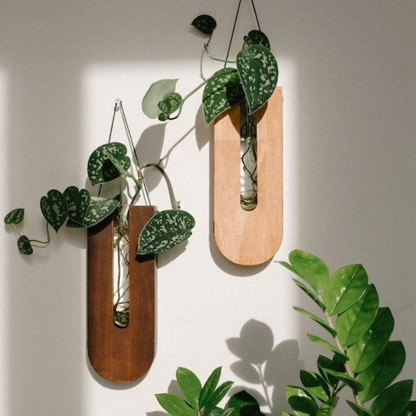 Boho home decor / wooden planters / decorative propagation stations/ Wall decor