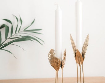 Candle holder / Gold decor / Brass candle holder / Monstera leaf / Gifts for plant lovers / Home decor / Table decor