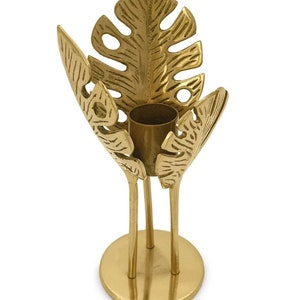 Candle holder / Gold decor / Brass candle holder / Monstera leaf / Gifts for plant lovers / Home decor / Table decor image 6