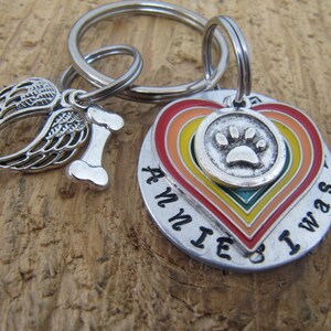 Dog memorial, Cat memorial,  Pet memorial key chain, loss of pet, Sympathy gift,  Gift for loss of pet, Rainbow heart, Rainbow bridge