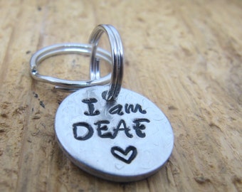 Deaf alert tag, Pet ID tag, Deaf Pet tag, I am deaf, ID tag , Dog ID tag, Cat tag, Altert tag, Hand stamped Pet id tag, Blind dog, blind cat