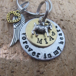 Goat Memorial key chain,hand stamped Goat key chain, goat memorial, loss of goat, death of goat, goat lover gift, Memorial for goat