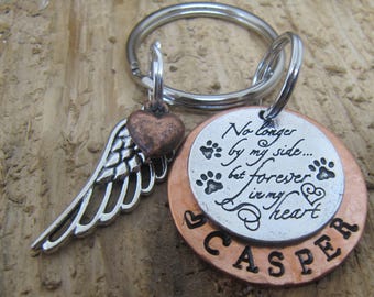 Dog memorial, Cat memorial,  Pet memorial key chain, loss of pet, Sympathy gift,  loss of pet, No longer by my side  but forever in my heart