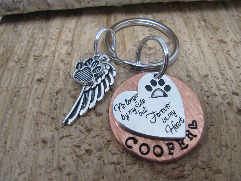 Dog memorial, Cat memorial, Pet memorial key chain, loss of pet, Sympathy gift, loss of pet, No longer by my side forever in my heart image 4