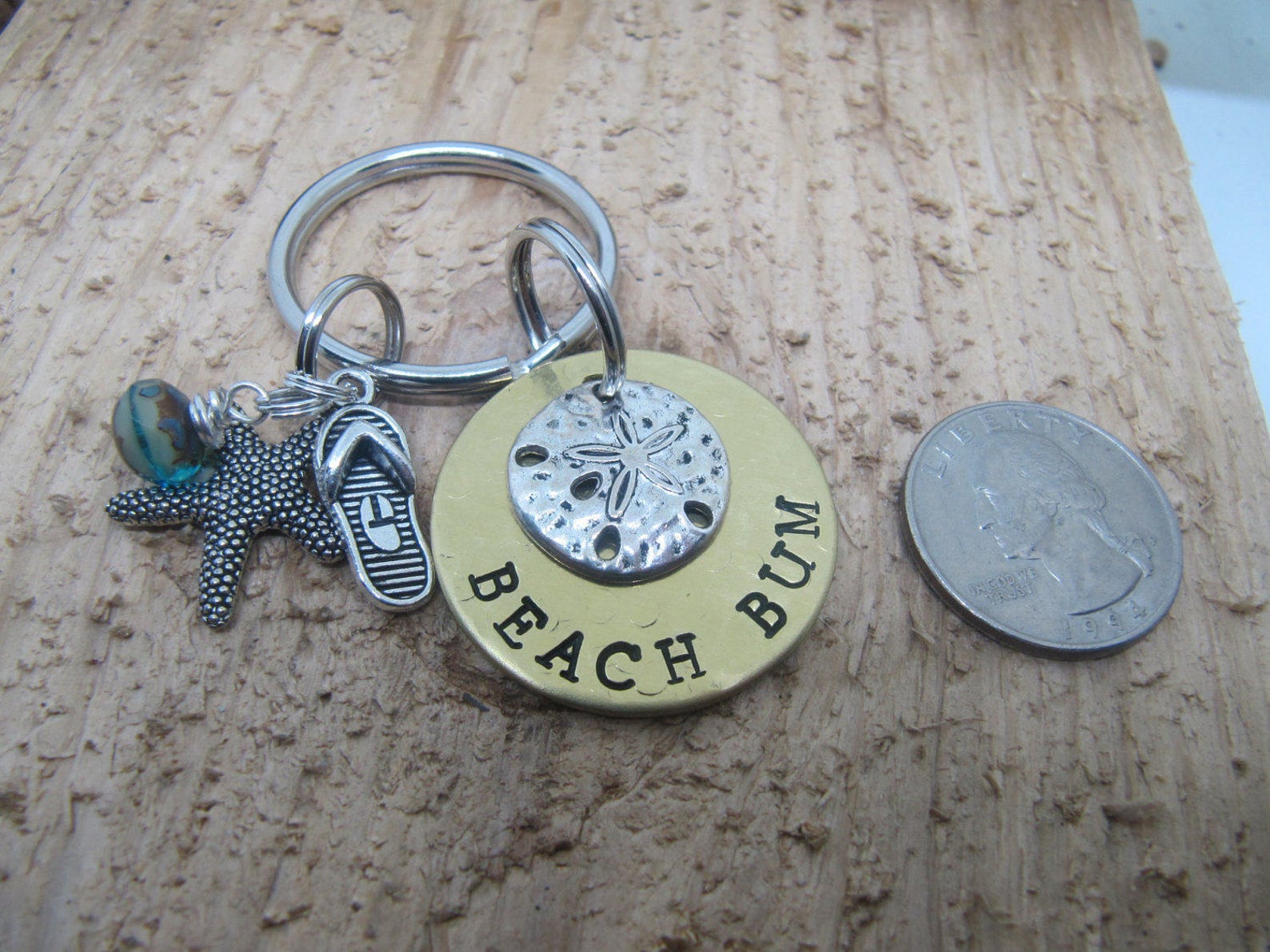 Beach Bum Key Chain Hand Stamped Key Chain Beach Key Chain Etsy