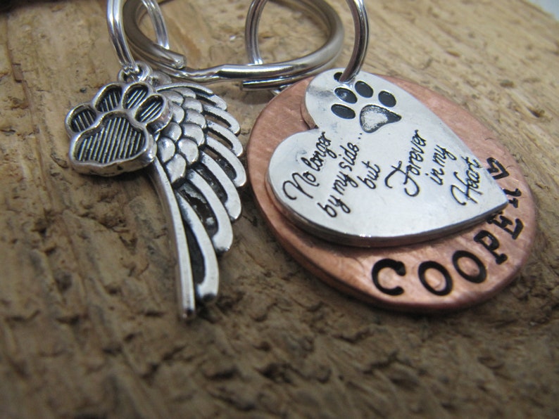 Dog memorial, Cat memorial, Pet memorial key chain, loss of pet, Sympathy gift, loss of pet, No longer by my side forever in my heart image 5