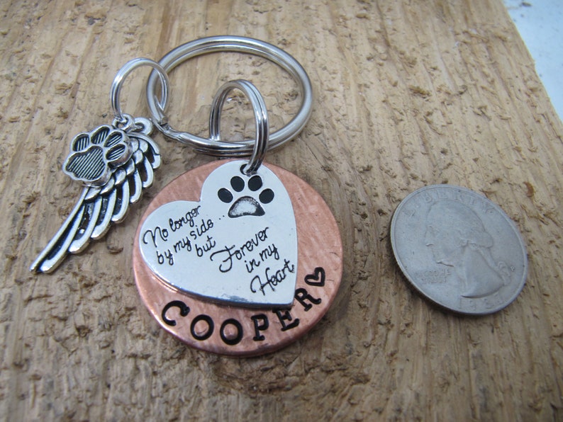 Dog memorial, Cat memorial, Pet memorial key chain, loss of pet, Sympathy gift, loss of pet, No longer by my side forever in my heart image 3