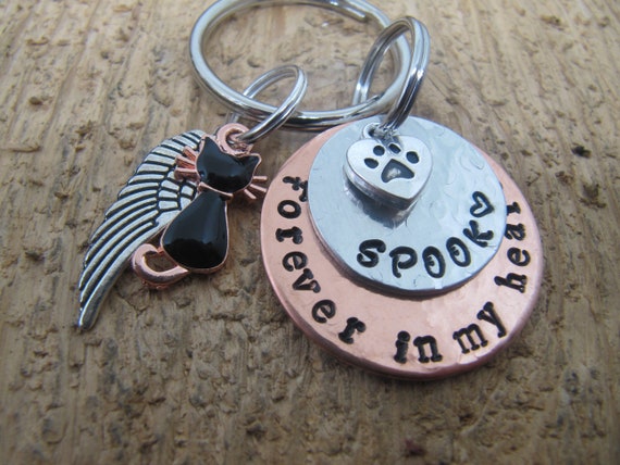 Cat Fine Pewter Keychain Key Chain Ring USA Made