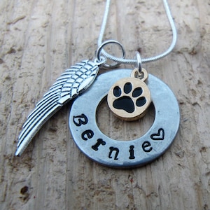 Pet memorial necklace,Loss of pet,hand stamped necklace,jewelry,sympathy gift,Death of dog,Death of cat, Memorial necklace for pet, Necklace