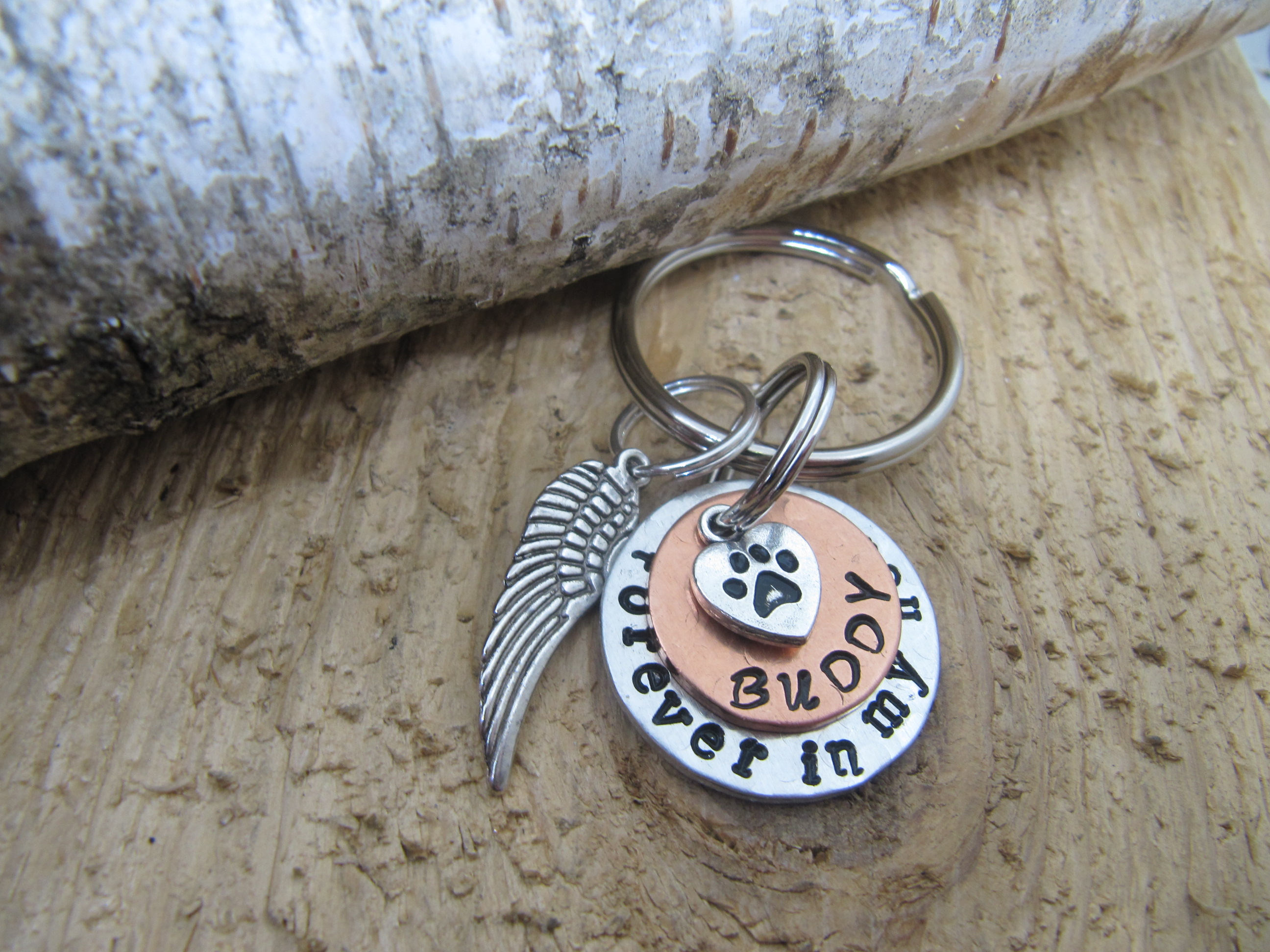 Pet memorial keychain//hand stamped pet key chain//dog Etsy