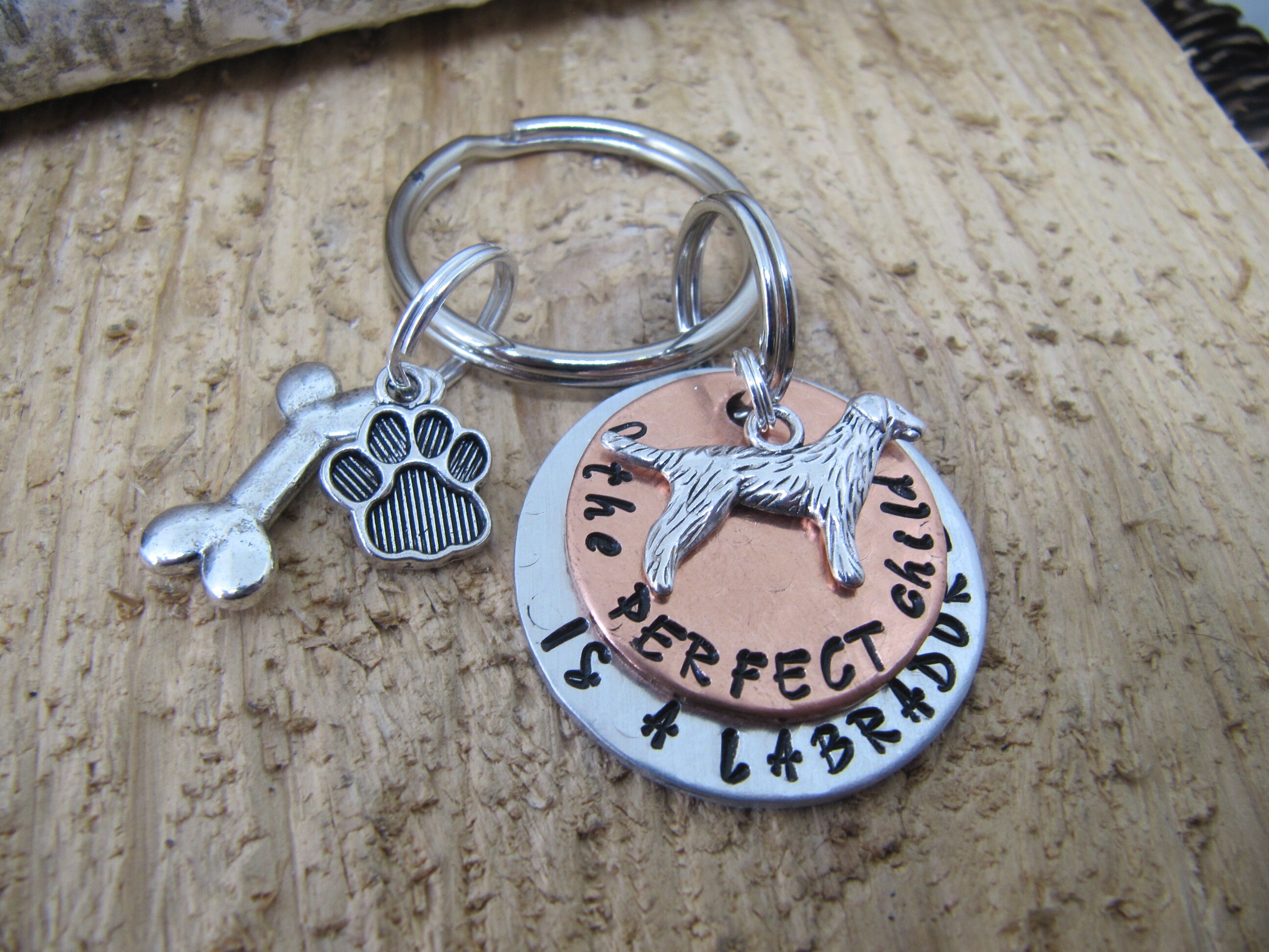 Labrador key chain hand stamped key chain Labrador jewelry | Etsy