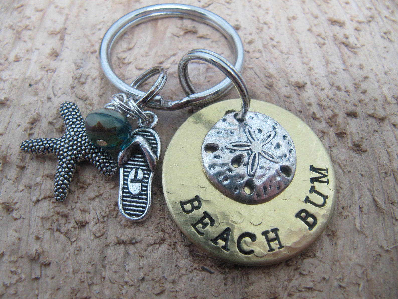 Beach Bum Key Chain Hand Stamped Key Chain Beach Key Chain Etsy