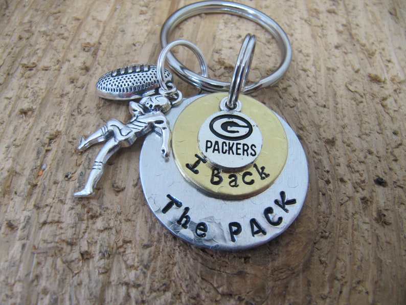 Green Bay Packers keychain hand stamped keychain Packer fan Etsy