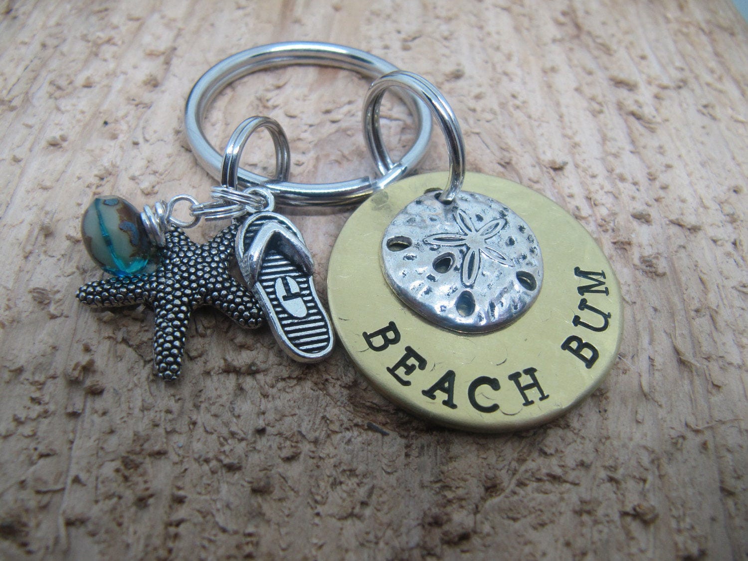 Beach Bum Key Chain Hand Stamped Key Chain Beach Key Chain Etsy