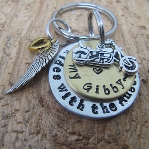Motorcycle  memorial key chain, Memorial for Son, Memorial for Dad ,Memorial jewelry, Motorcycle keychain, Motorcycle memorial keychain