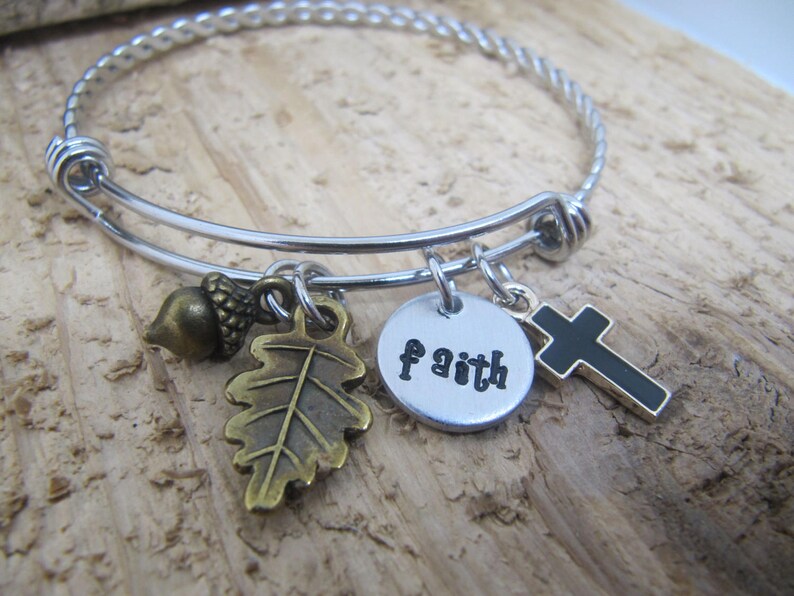 Faith braceletChristian Jewelry Bangle bracelet Charm Etsy