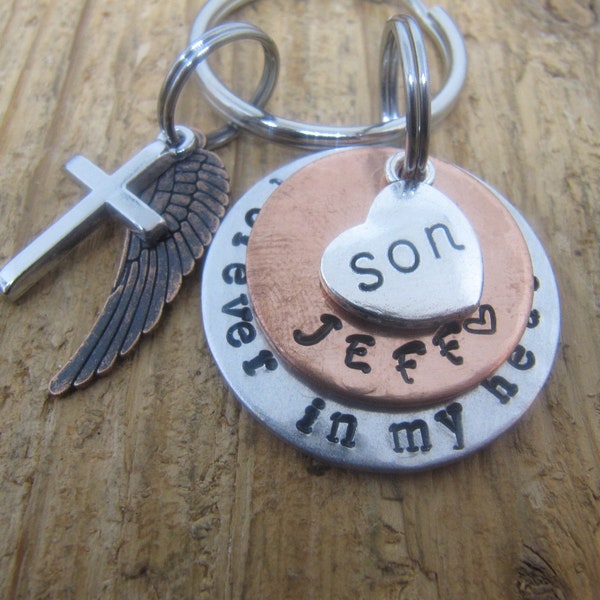 Memorial for Son, Memorial for Brother, Loss of Son, Son Keychain, Brother keychain, Death of Son, Death of Brother, sympathy, hand stamped